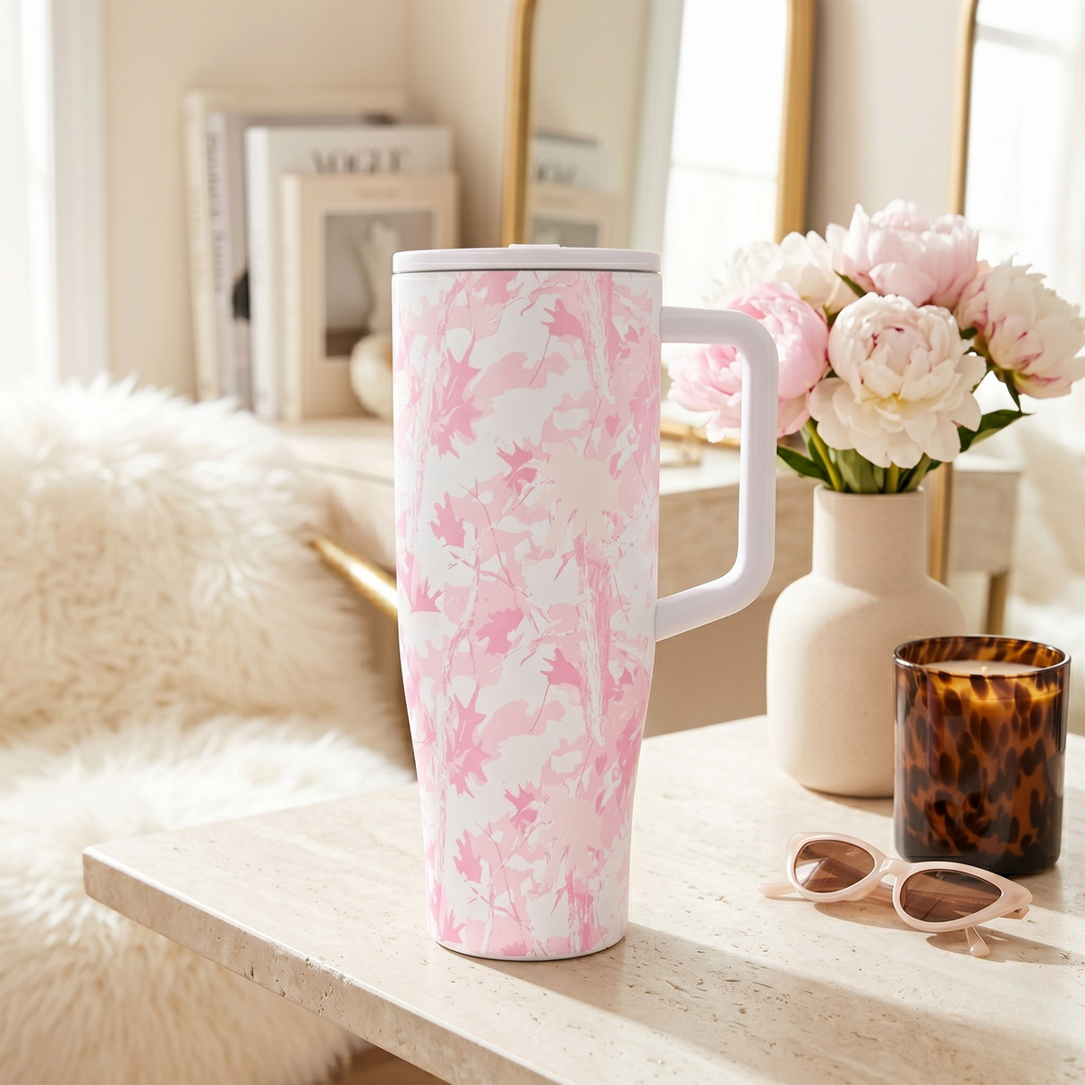 40oz Flo Tumbler - Blush Camo Mermaid Straw