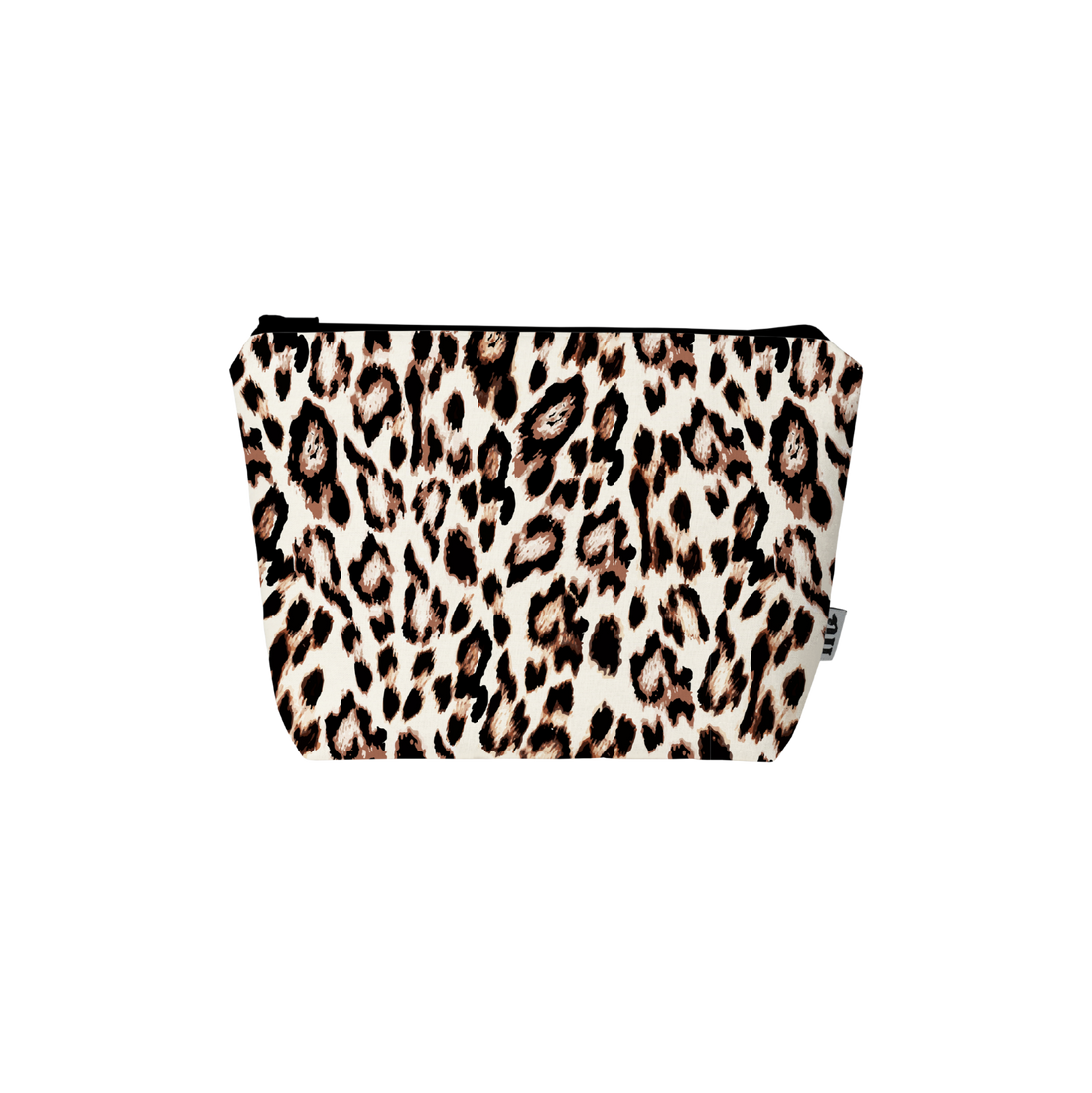 Leopard print pouch on a white background