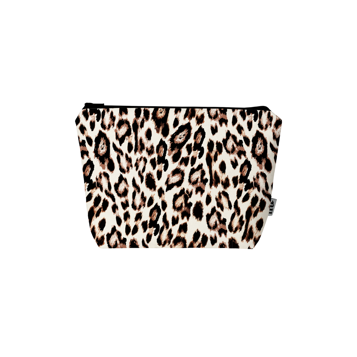Leopard print pouch on a white background