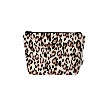 Leopard print pouch on a white background
