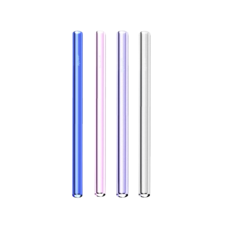 Four colorful straws on a white background