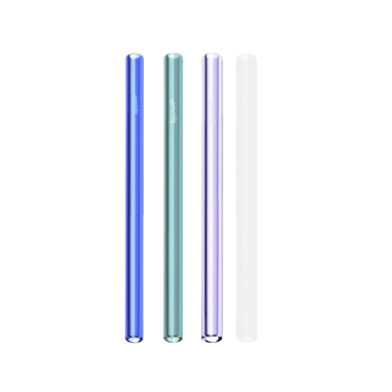 Four colorful straws on a white background