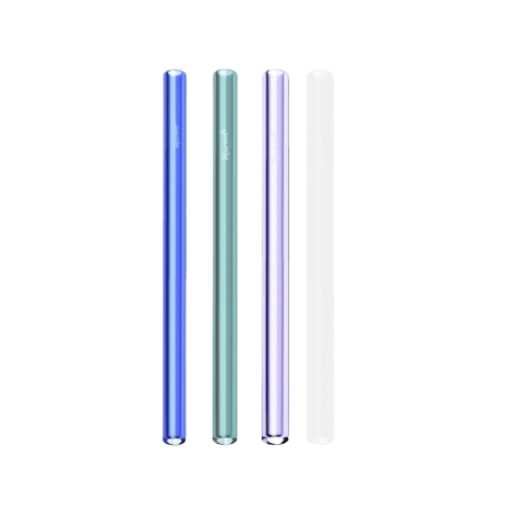 Four colorful straws on a white background