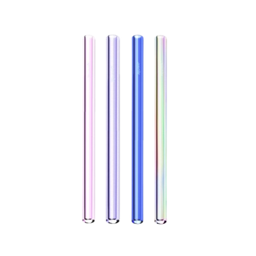 Four colorful straws on a white background