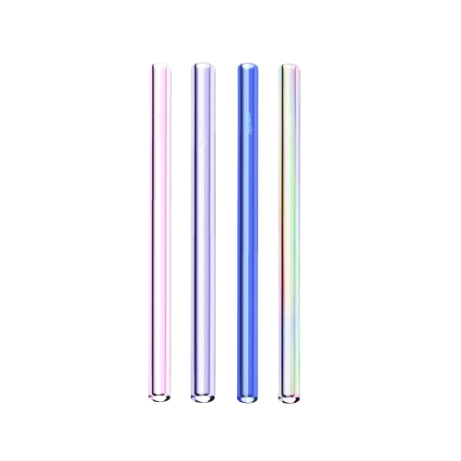Four colorful straws on a white background