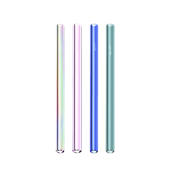 Four colorful glass straws on a white background
