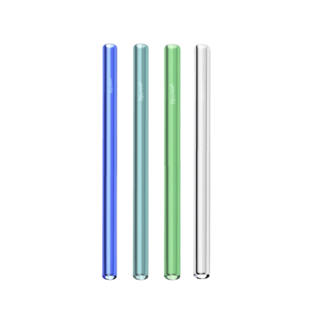 Four colorful straws on a white background