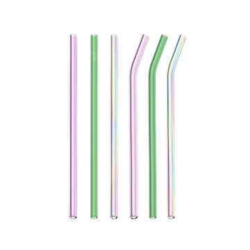 Set of colorful glass straws on a white background