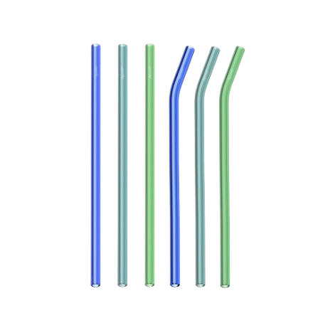 Set of colorful glass straws on a white background