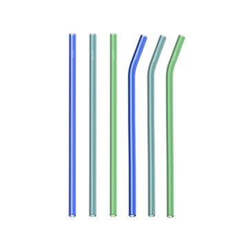Set of colorful glass straws on a white background