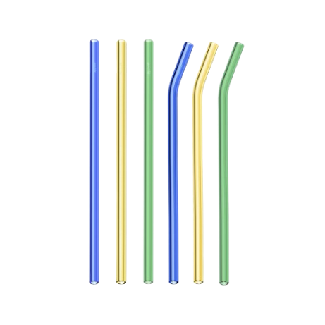 Set of colorful metal straws on a white background